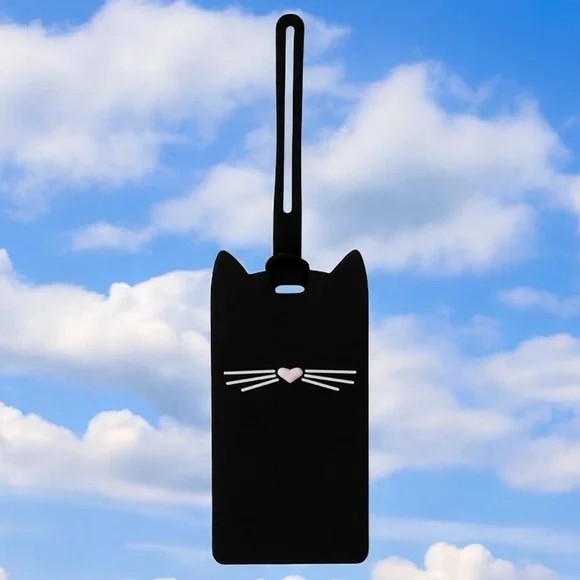 Kate Spade New York Silicone Luggage Tag with Durable Strap, Black Cat (new)